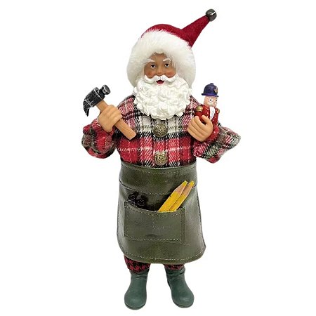 PAPAI NOEL COLECIONAVEL DECORATIVO CARPINTEIRO - 28CM
