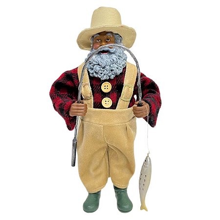 PAPAI NOEL COLECIONAVEL DECORATIVO PESCADOR - 28CM