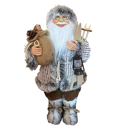 PAPAI NOEL DECORATIVO COM SKI E LANTERNA - 60cm
