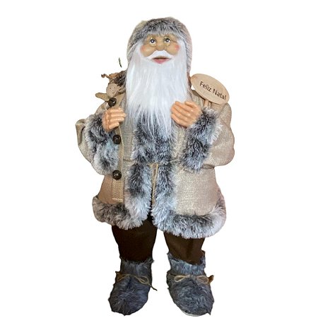 PAPAI NOEL DECORATIVO COM PLACA FELIZ NATAL - 80CM