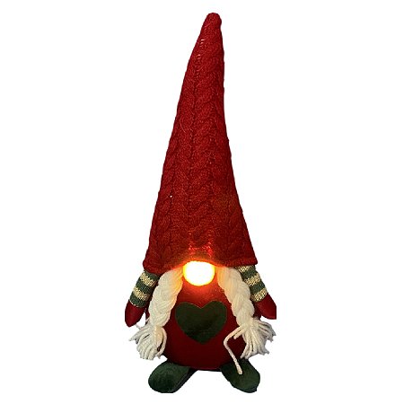 MAMAE NOEL DECORATIVA VERMELHA COM LED - 33CM