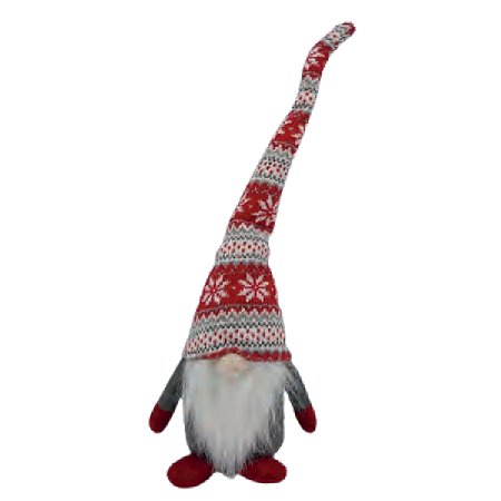 PAPAI NOEL DECORATIVO ESCANDINAVO CINZA E VERMELHO - 45CM