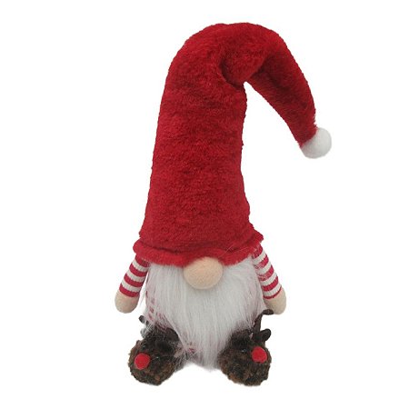 PAPAI NOEL DECORATIVO ESCANDINAVO COM LISTRADO - 38CM