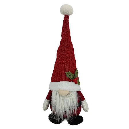 PAPAI NOEL DECORATIVO ESCANDINAVO COM CHAPEU VERMELHO - 51CM