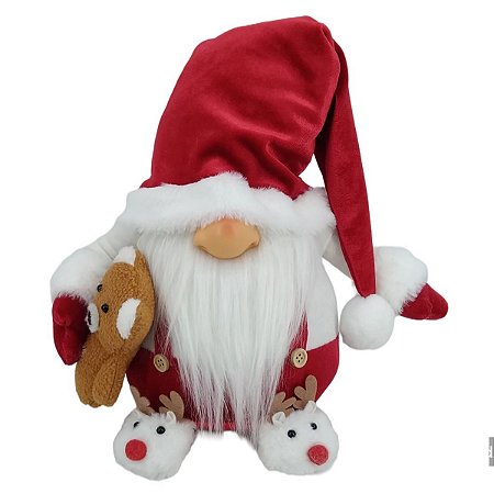 PAPAI NOEL ESCANDINAVO COM URSINHO - 28CM