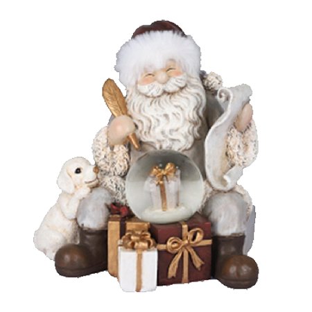 ESCULTURA PAPAI NOEL SENTADO DECORATIVO DE RESINA COM PRESENTES 13CM