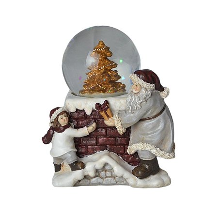 ESCULTURA GLOBO DE NEVE COM LED EM RESINA PAPAI NOEL - 12CM