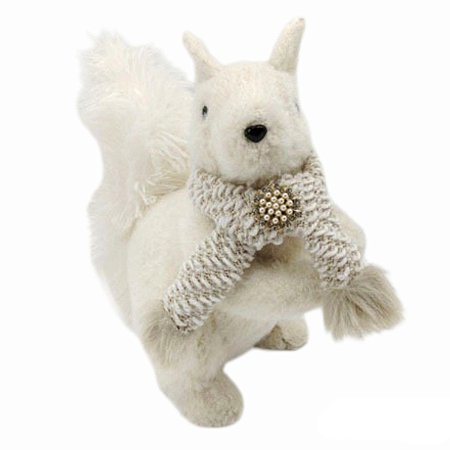 ESQUILO NATALINO DECORATIVO BEGE COM CACHECOL - 30CM