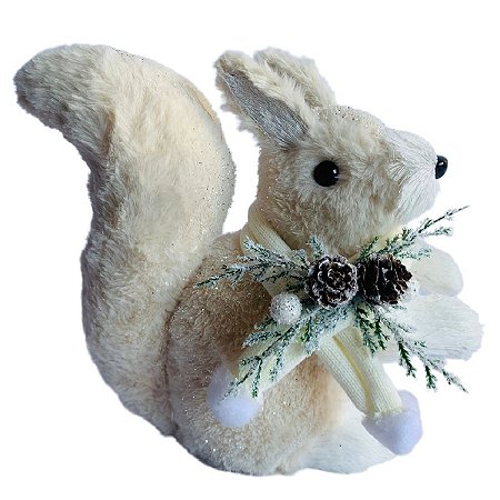 ENFEITE ESQUILO NATALINO DECORATIVO COM PINHAS - 24CM