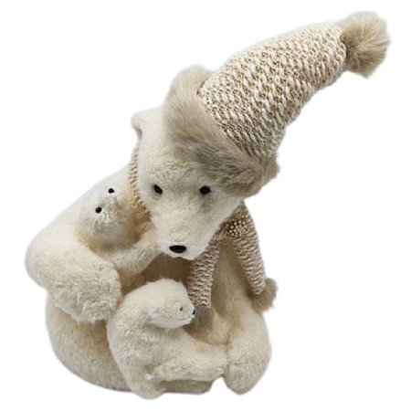 URSO COM FILHOTE NATALINO DECORATIVO CREME - 45CM