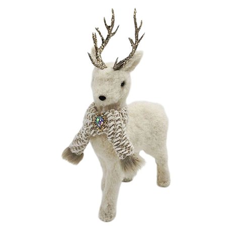 RENA NATALINA DECORATIVA EM PE COM CACHECOL CREME - 37CM
