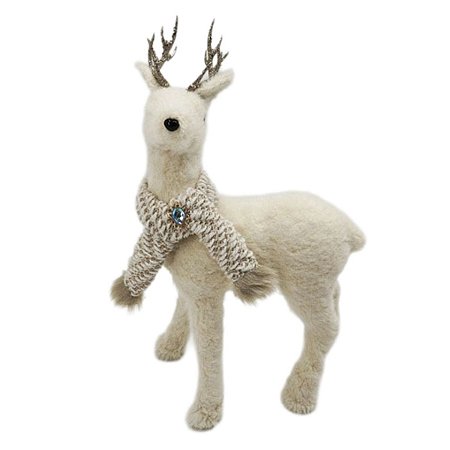 RENA NATALINA DECORATIVA EM PE COM CACHECOL CREME - 46CM