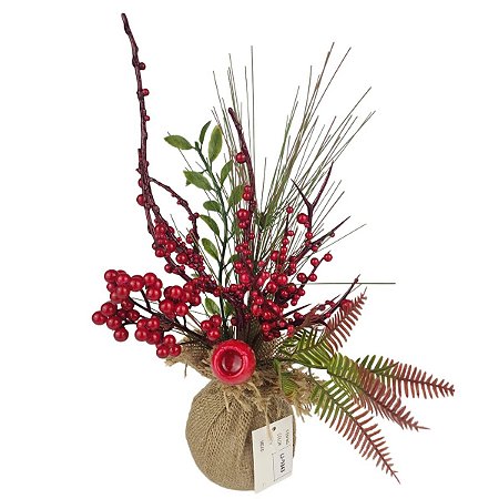 MINI ARVORE COM BERRIES VERMELHAS NATALINA  29CM