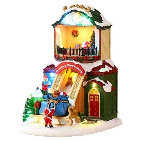 VILA NATAL PAPAI NOEL COLOR COM LED E MOVIMENTOS 23CM
