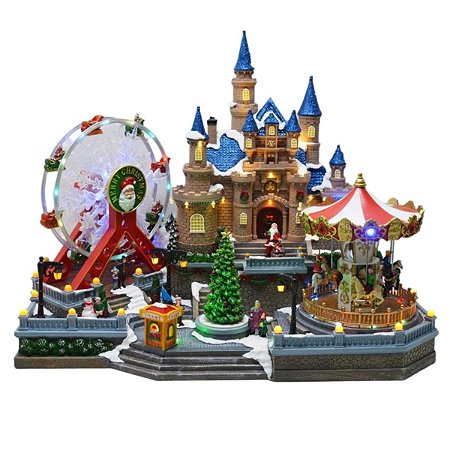 VILA NATALINA COM RODA GIGANTE E CASTELO COM LED -  47CM
