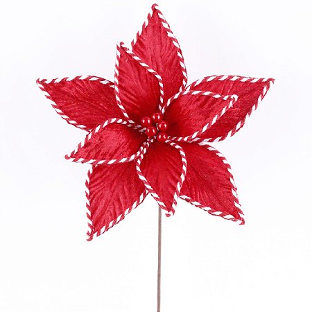 FLOR NATALINA POINSETIA DECORATIVA VERMELHA   - 29CM