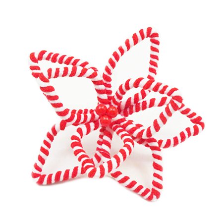 FLOR POINSETIA NATALINA DECORATIVA VERMELHA E BRANCA - 27CM