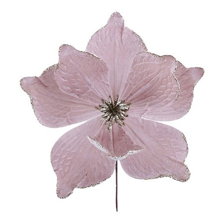 FLOR NATALINA MAGNOLIA DECORATIVA ROSA - 34CM