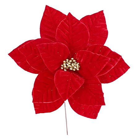 FLOR NATALINA POINSETIA DECORATIVA VERMELHA - 33CM