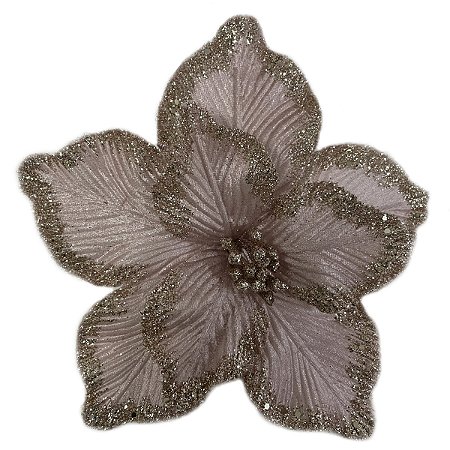 FLOR NATALINA POINSETIA PRATA DECORATIVA - 25cm