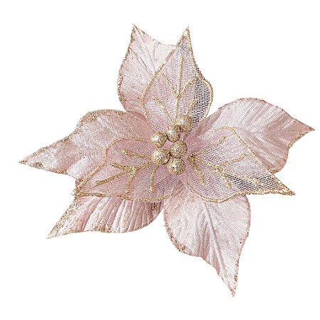 FLOR NATALINA POINSETIA DECORATIVA ROSA - 28cm
