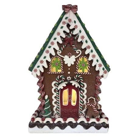 CASINHA NATALINA DECORATIVA COLORIDA RESINA COM LED - 34CM