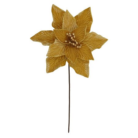 POINSETIA NATALINA DECORATIVA DOURADA 42CM