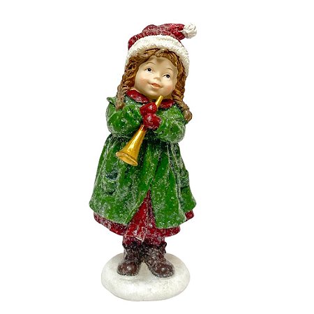 MENINA DECORATIVA EM PE COM CORNETA - 18CM