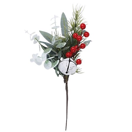 GALHO NATALINO DECORATIVO COM SINO BRANCO 28CM