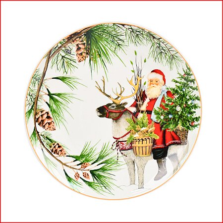PRATO DE SOBREMESA PAPAI NOEL EM CERÂMICA - 19CM
