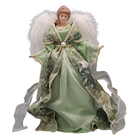 ANJO NATALINO DECORATIVO PARA TOPO DE ARVORE VERDE - 42CM