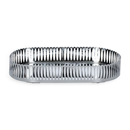 BANDEJA EM METAL COM ESPELHO PRATA MART 26cm