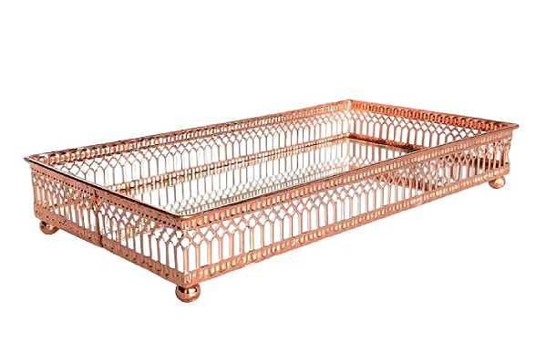 BANDEJA LUXO ITALIANA RETANGULAR TAM M COBRE 34,5cm