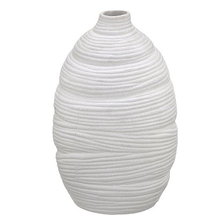 VASO DECORATIVO EM CERAMICA NA COR OFF WHITE  25CM
