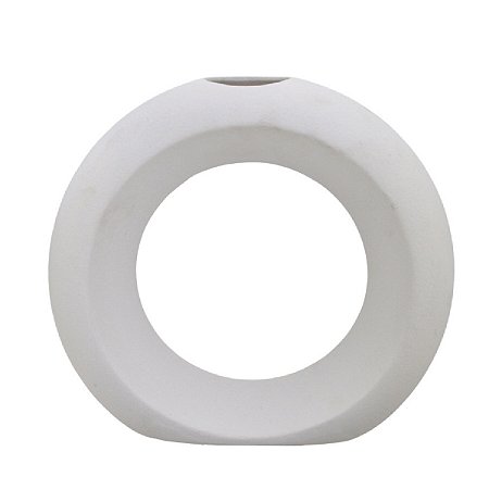 VASO GEOMETRICO DECORATIVO EM CERAMICA NA COR OFF WHITE 31CM