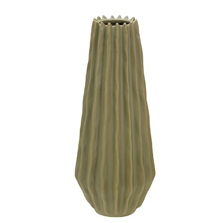 VASO GEOMETRICO DECORATIVO EM PORCELANA NA COR VERDE 33CM