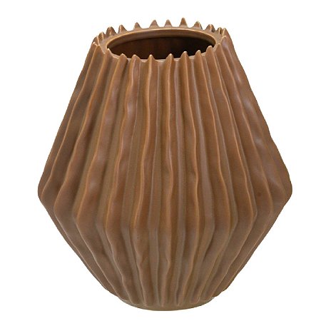 VASO GEOMETRICO DECORATIVO EM PORCELANA NA COR MARROM 20CM
