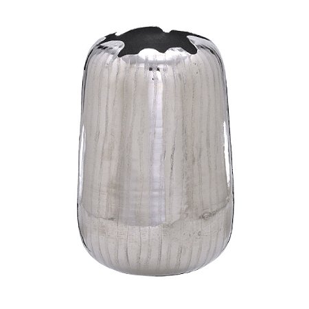 VASO DECORATIVO EM ALUMINIO NA COR PRATA 24CM