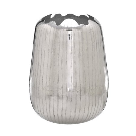 VASO DECORATIVO EM ALUMINIO NA COR PRATA  30,5CM