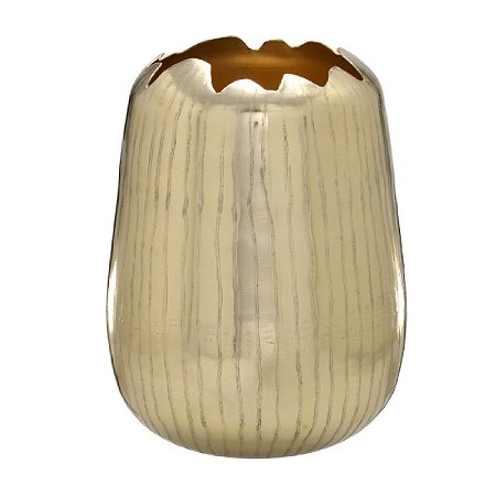VASO DECORATIVO EM ALUMINIO NA COR DOURADO 30,5CM