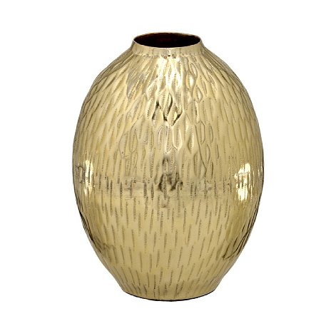 VASO DECORATIVO EM ALUMINIO DOURADO COM TEXTURA 20,5CM