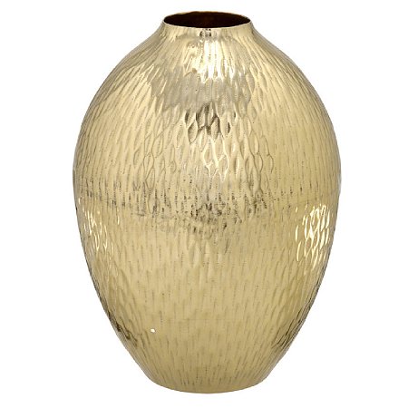 VASO DECORATIVO EM ALUMINIO COM TEXTURA DOURADO 30,5CM