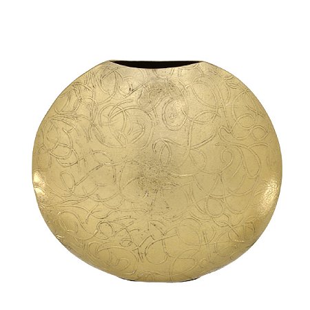VASO DOURADO DECORATIVO EM ALUMINIO COM TEXTURA 28CM