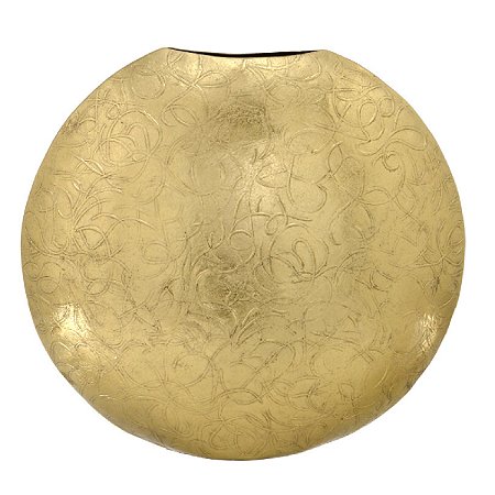 VASO DECORATIVO EM ALUMINIO DOURADO COM TEXTURAS 37,5CM