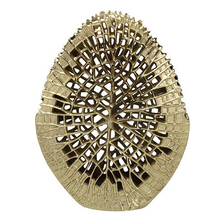 VASO DECORATIVO TEXTURIZADO EM ALUMINIO NA COR DOURADO 35CM