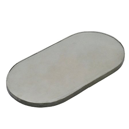 BANDEJA OVAL DECORATIVA EM VIDRO ESPELHADO FUME 42,5CM