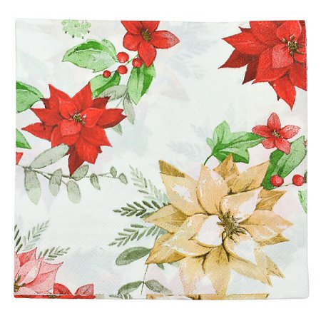 GUARDANAPO DE PAPEL NATALINO FLOR POINSETIA COLORIDA