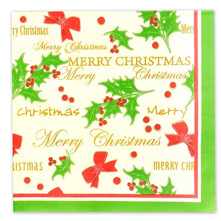 GUARDANAPO DE PAPEL NATALINO MERRY CHRISTMAS 20 FOLHAS