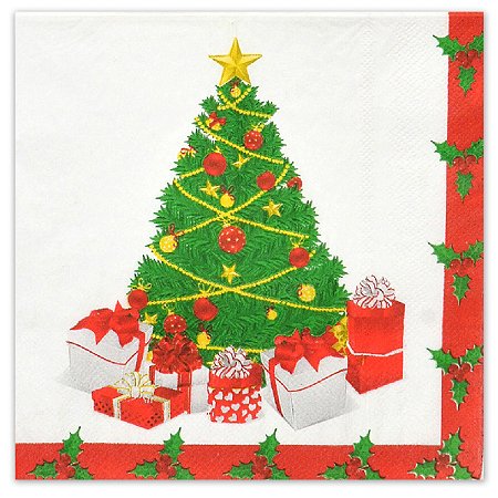 GUARDANAPO DE PAPEL ARVORE DE NATAL COM PRESENTES 20 FOLHAS