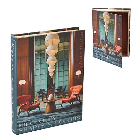 CAIXA LIVRO DECORATIVA EM MDF E TECIDO SHAPES & COLORS 36CM